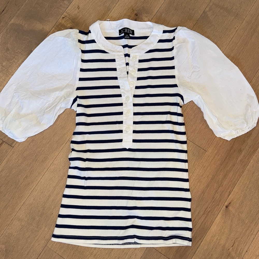 J. Crew Puff Sleeve ribbed T Shirt top NWOT